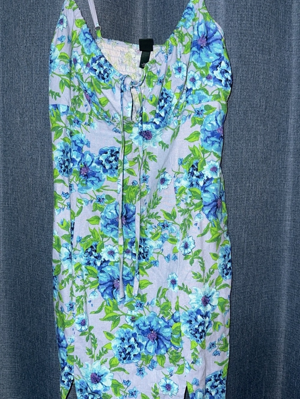 Floral Slip Dress in Blue and Green - Women's Summer Dress